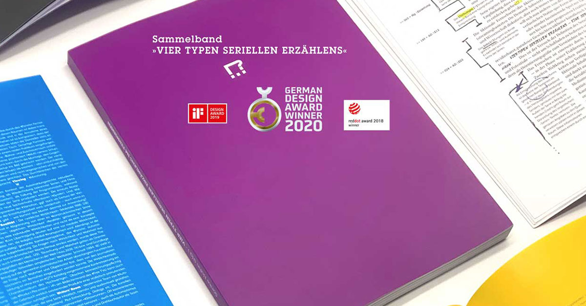 4t Sachbuch »Vier Typen seriellen Erzählens« mit Red Dot, iF Award und German Design Award ausgezeichnet